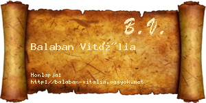Balaban Vitália névjegykártya